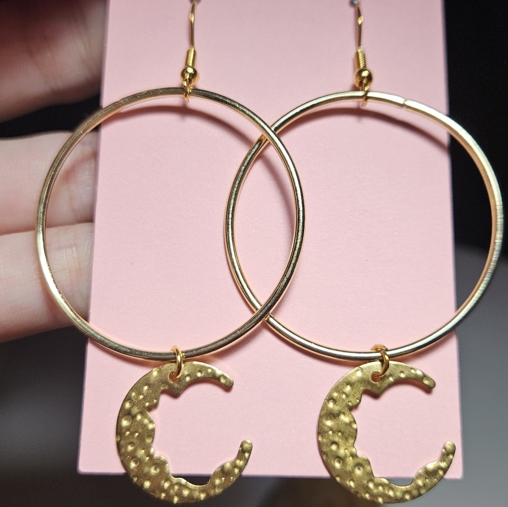 Crescent Moon Hoop Earrings